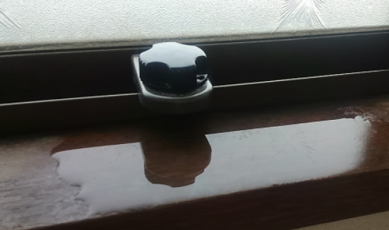 サッシ周辺が濡れている