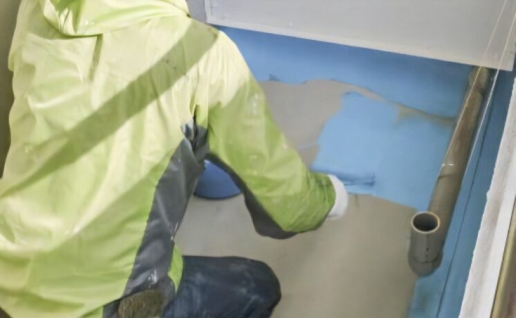 ベランダ防水工事の様子