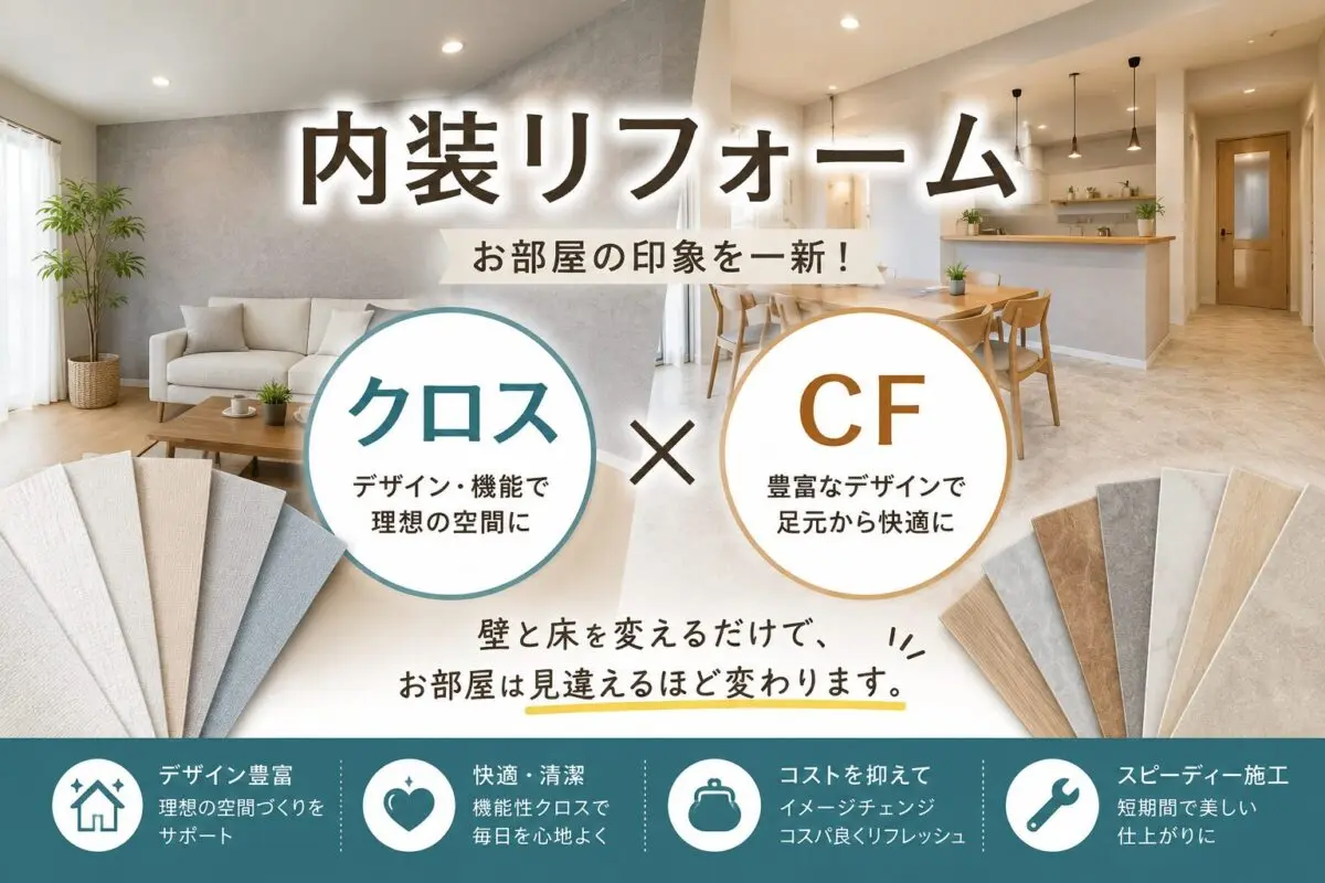 さいたま市】クロス・CF張替のご相談が増えています｜壁紙と床で空間は